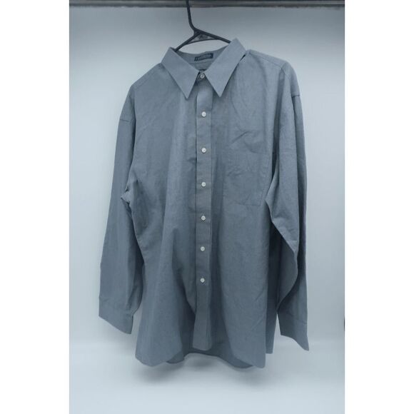 Stafford Gray Collared Wrinkle Free Buttons Up Shirt Men's  Size‎ 17.5 34/35 - Picture 1 of 7
